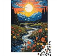 1000 Piece Jigsaw Puzzle for Adults Nature's Serenity River, Flowers, Mountains Puzzles for Adults Relaxing Games Pattern Assembly for Is Ideal As A Gift 52x38cm/1000pcs