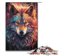 1000 Piece Jigsaw Puzzle for Adults Nebula Wolf's Colorful Psychedelic Jigsaw for Educational Game Challenge Toy Artwork Gift 1000PCS(38x26cm)