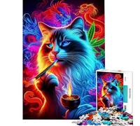 1000 Piece Jigsaw Puzzle for Adults Neon Cat Dragons Joint Jigsaw for Adults Toy Wall Decor For Family Fun for Is Ideal As A Gifts (Size 50x75cm)