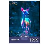 1000 Piece Jigsaw Puzzle for Adults Neon Deer in Forest Teenager Puzzles Relaxing Games Enhance Memory Unique Gifts for Birthday And Christmas 52x38cm/1000pcs