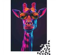1000 Piece Jigsaw Puzzle for Adults Neon Giraffe Wall Art Print Jigsaw for Adults Hands-on Game Improve Memory Birthday And Unique Gifts 52x38cm/1000pcs