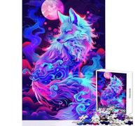 1000 Piece Jigsaw Puzzle for Adults Neon Kitsune Fox in Clouds Impossible Game Tough Challenge DIY Toys Enhance Love between Couples (38X52cm)