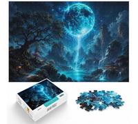 1000 Piece Jigsaw Puzzle for Adults, Neon Moon Waterfall Oasis | For New Year downtime: Adult jigsaw puzzle with 1000 pieces works well for shared time during the holidays.
