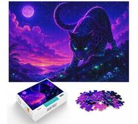 1000 Piece Jigsaw Puzzle for Adults, Neon Panther in a Cosmic Landscape | For focused indoor leisure: Adult jigsaw puzzle with 1000 pieces works well for longer puzzle sessions.