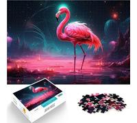 1000 Piece Jigsaw Puzzle for Adults neon pink space flamingo Präzisionsschnitt Geburtstagsgeschenk, Geschenke, Wandkunst38x26cm