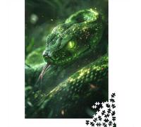 1000 Piece Jigsaw Puzzle for Adults, Neon Snake in Green, 38x26cm/1000pcs, Indoor Puzzle Activity, Quiet Evening Leisure And Cosy Evenings