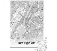 1000-Piece Jigsaw Puzzle for Adults, New York City White Map, 70x50cm/1000pcs, Relaxing Winter Hobby, Home Relaxation And Cold-Weather Weekends