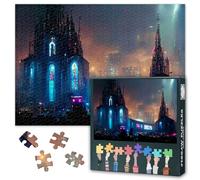 1000 Piece Jigsaw Puzzle for Adults Night Cityscape Neon Metropolis Cyberpunk Street View Sci Fi Urban Art Large Puzzle 27.5x19.7 Inch