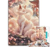 1000 Piece Jigsaw Puzzle for Adults, Nine Tailed Fox Cherry Blossoms | For relaxed days after Christmas: Adult jigsaw puzzle with 1000 pieces works as both a festive gift and an indoor activity.