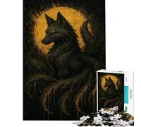 1000 Piece Jigsaw Puzzle for Adults Nine-tailed Fox with Golden Aura Puzzles for Adults Brain Teaser Game Precision Cutting for Is Ideal As A Gifts (Size 50x75cm)