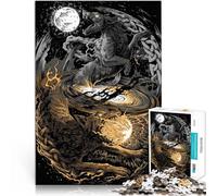 1000 Piece Jigsaw Puzzle for Adults Norse Mythology Wolves Made of cardboard for age 14 years and over Tough challenge learning educational Gift。size:38x52cm/14.96x20.47inch