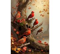 1000 Piece Jigsaw Puzzle for Adults Northern Cardinals in Autumn Forest Colorful Bird Puzzle Art Challenging Adult Puzzles for Relaxation 27.5x19.7 Inch