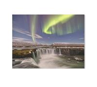1000 Piece Jigsaw Puzzle for Adults，Northern Lights over Godafoss Waterfall in Iceland，Paper Puzzle - for Adults Teens Educational Toys Gifts（38x26cm）-AF36