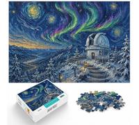 1000 Piece Jigsaw Puzzle for Adults, Observatory Under the Aurora Borealis | For cold evenings at home, this adult jigsaw puzzle with 1000 pieces makes a thoughtful puzzle gift for adults.