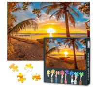 1000 Piece Jigsaw Puzzle for Adults Ocean Beach Sunset Seascape Vibrant Blue Waves Abstract Coastal Art Landscape Photography Wall Decor 27.5 x 19.7 Inches