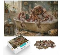 1000 Piece Jigsaw Puzzle for Adults, Octopus in a Bathtub with Toilet Paper | For a puzzle gift at Christmas: Adult jigsaw puzzle with 1000 pieces offers a screen-free activity for the Christmas break.