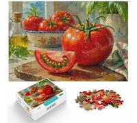 1000 Piece Jigsaw Puzzle for Adults, Oil Painting of a Tomato and Slice | For a classic tabletop challenge: Adult jigsaw puzzle with 1000 pieces turns free time into a focused activity.