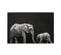 1000 Piece Jigsaw Puzzle for Adults,Old Elephant and Young Elephant, Puzzles with Letters on Back, Challenging Puzzle for Game Night Home Décor, 19.7 x 29.5