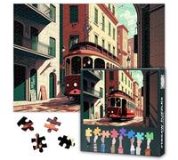 1000 Piece Jigsaw Puzzle for Adults Old Lisbon Portugal Street Scene Vintage Red Tram Travel Cityscape European Architecture Challenging Puzzle Game 27.5x19.7 Inch