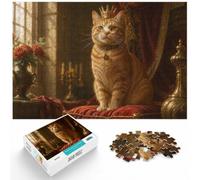 1000 Piece Jigsaw Puzzle for Adults, Orange Tabby Cat Queen | For longer puzzle sessions: Adult jigsaw puzzle with 1000 pieces brings a classic challenge to rainy-day downtime.