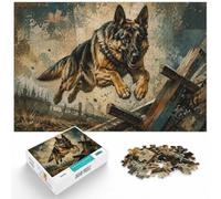1000 Piece Jigsaw Puzzle for Adults, Orange Teal German Shepherd Collage | Adult jigsaw puzzle with 1000 pieces; suits patient puzzle fans; with the complete challenge to keep the challenge engaging.