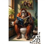 1000 Piece Jigsaw Puzzle for Adults, Orangutan Reading Magazine Toilet | For after-work downtime: Adult jigsaw puzzle with 1000 pieces; with the complete challenge to keep the challenge engaging.