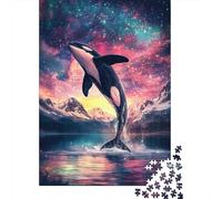 1000 Piece Jigsaw Puzzle for Adults, Orca Leaping Into The Stars, 70x50cm/1000pcs, Shared Puzzle Activity, Weekend Leisure And Weekend Downtime