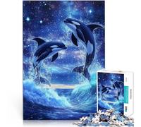 1000 Piece Jigsaw Puzzle for Adults Orca Whale Killer Wave Stress Relief 26x38cm with Matching Poster and Trivia Sheet for and Age 14