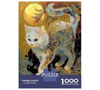 1000 Piece Jigsaw Puzzle for Adults Ornate Cat Under Moonlight Jigsaw Toy Wall Decor Difficult Hard Unique Gifts for Birthday And Christmas 52x38cm/1000pcs