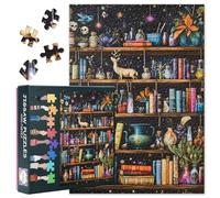 1000 Piece Jigsaw Puzzle for Adults Ornate Magic Bookshelf Puzzle Richly Decorated Jigsaw Puzzles Fantasy Art Puzzles Thick No Dust Crafts Stress Relief Game 50.5x70.5cm