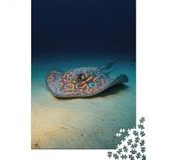 1000-Piece Jigsaw Puzzle for Adults, Ornate Stingray on Sandy Ocean Floor, 52x38cm/1000pcs, Indoor Family Activity, Quiet Home Time And Time Together