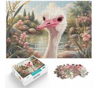 1000 Piece Jigsaw Puzzle for Adults, Ostrich in Water Illustration | For adults who enjoy puzzles over the holidays: Adult jigsaw puzzle with 1000 pieces suits quiet days around New Year.