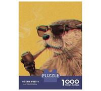 1000 Piece Jigsaw Puzzle for Adults Otter Smokes Jigsaw for Adults Relaxing Games Stress Reliever Birthday And Unique Gifts 52x38cm/1000pcs