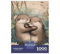 1000 Piece Jigsaw Puzzle for Adults Otters Embrace in Serenity -1 Adult Jigsaw Puzzle Relaxing Games Staycation Kill Time Difficult And Challenge 52x38cm/1000pcs
