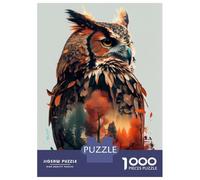 1000 Piece Jigsaw Puzzle for Adults Owl Double Exposure Jigsaw for Adults Relaxing Games Stress Reliever Birthday And Unique Gifts 70x50cm/1000pcs
