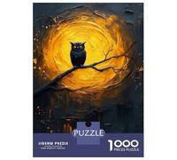 1000 Piece Jigsaw Puzzle for Adults Owl Perched on Branch, Full Moon Puzzles for Adults Toy Wall Decor Presents for Women Difficult And Challenge 52x38cm/1000pcs