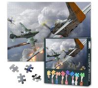 1000 Piece Jigsaw Puzzle for Adults P51 Mustang in Air Combat WWII Fighter Plane Military Art Home Decor Gift 27.5 x 19.7 Inches
