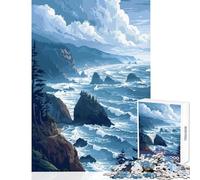 1000 Piece Jigsaw Puzzle for Adults Pacific Northwest Ocean Cliffs Pixel Art Jigsaws for Adults Puzzle Family Activities Challenging To Complete Christmas Birthday Gifts (50x75cm)