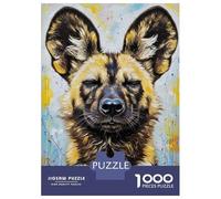 1000 Piece Jigsaw Puzzle for Adults Painted African Wild Dog Portrait Teenager Puzzles Relaxing Games Enhance Memory Unique Gifts for Birthday And Christmas 70x50cm/1000pcs