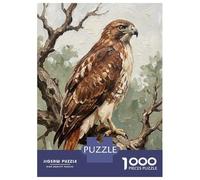 1000 Piece Jigsaw Puzzle for Adults Painting of A Red-Tailed Hawk on A Branch Puzzles for Adults Toy Wall Decor Presents for Women Difficult And Challenge 70x50cm/1000pcs