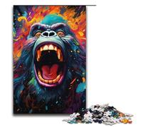 1000 Piece Jigsaw Puzzle for Adults Painting of Colorful Angry Orangutan Jigsaw for Educational Game Challenge Toy Artwork Gift 1000 PCS(38x26cm)
