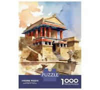 1000 Piece Jigsaw Puzzle for Adults Palace Knossos Watercolor Adult Jigsaw Puzzle Toy Wall Decor Precision Cutting Unique Gifts for Birthday And Christmas 70x50cm/1000pcs