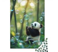 1000-Piece Jigsaw Puzzle for Adults, Panda Playing with Bubbles, 70x50cm/1000pcs, Shared Puzzle Activity, Quiet Home Time And Time Together