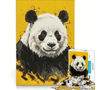 1000 Piece Jigsaw Puzzle for Adults Panda Portrait on Yellow Background, DIY Toys, Enhance Memory, Unique Gifts for Birthday And Christmas 38x26cm