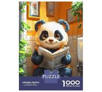 1000 Piece Jigsaw Puzzle for Adults Panda Reading Newspaper on Toilet Poster, Picture, Metal Print, Paint by Melvina Poole Jigsaw for Adults Family Game Difficult Challenge Birthday And Unique Gifts 7