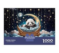 1000 Piece Jigsaw Puzzle for Adults Panda Sleeping on Crescent Moon Jigsaw for Adults Hands-on Game Improve Memory Birthday And Unique Gifts 52x38cm/1000pcs