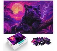1000 Piece Jigsaw Puzzle for Adults, Panther Smoking with Neon Background | For a calm Advent activity, this adult jigsaw puzzle with 1000 pieces suits quiet days around New Year.
