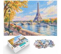 1000 Piece Jigsaw Puzzle for Adults, Paris street with Eiffel Tower view | For longer puzzle sessions, this adult jigsaw puzzle with 1000 pieces fits a regular jigsaw hobby.