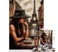 1000 Piece Jigsaw Puzzle for Adults Parisian Cafe Scene with Eiffel Tower Fun Interactive Family Experience Wonderful Holiday Giftsing Choice (50x75cm)