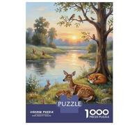 1000 Piece Jigsaw Puzzle for Adults, Peaceful Wildlife Scene at Sunset Artwork, Relaxing Puzzle Experience, Gift for Adults, Pieces, 38x26cm/1000pcs